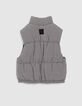 Omkeerbare bodywarmer zwart en pied-de-poule meisjes-4