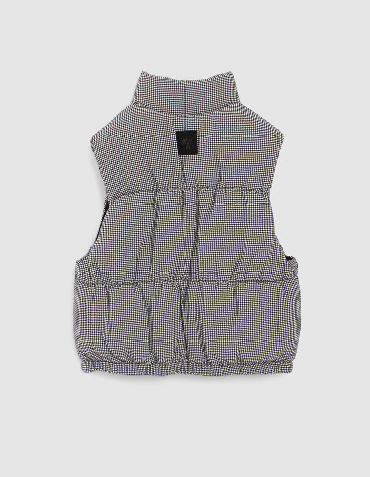 Omkeerbare bodywarmer zwart en pied-de-poule meisjes-4