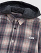 Boy's beige plaid shirt with removable hood-3