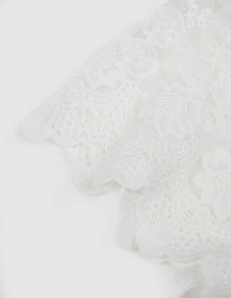 Wei&szlig;es Zweistoff-T-Shirt mit bestickten T&uuml;ll&auml;rmeln M&auml;dchen-2