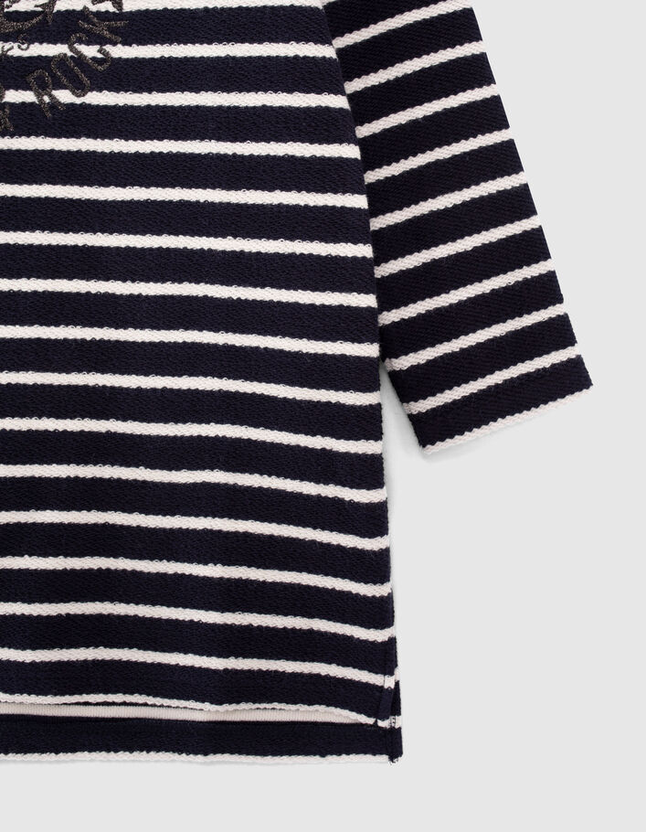 Girls’ navy striped, embroidered sailor dress - IKKS
