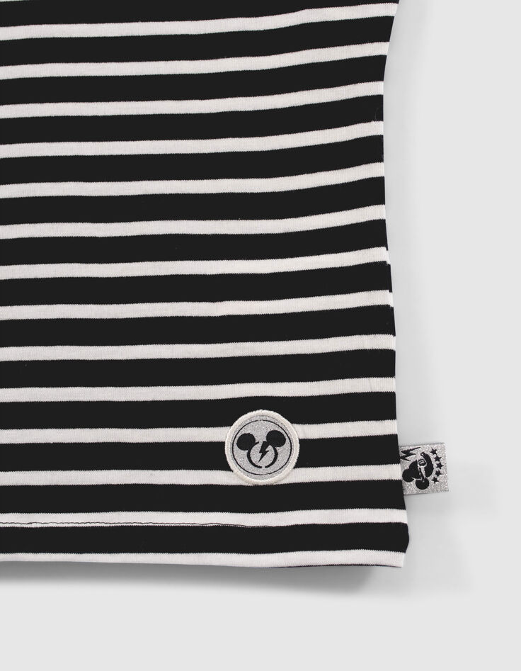 Girls’ black IKKS–MICKEY T-shirt with white stripes-5