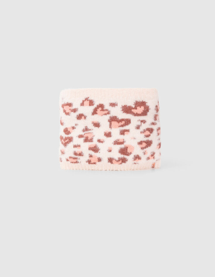 Cremewei&szlig;er M&auml;dchenstricksnood mit Leo-Herzenmotiv-2