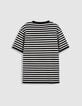 T-shirt marini&egrave;re marine rayures blanches Homme-6