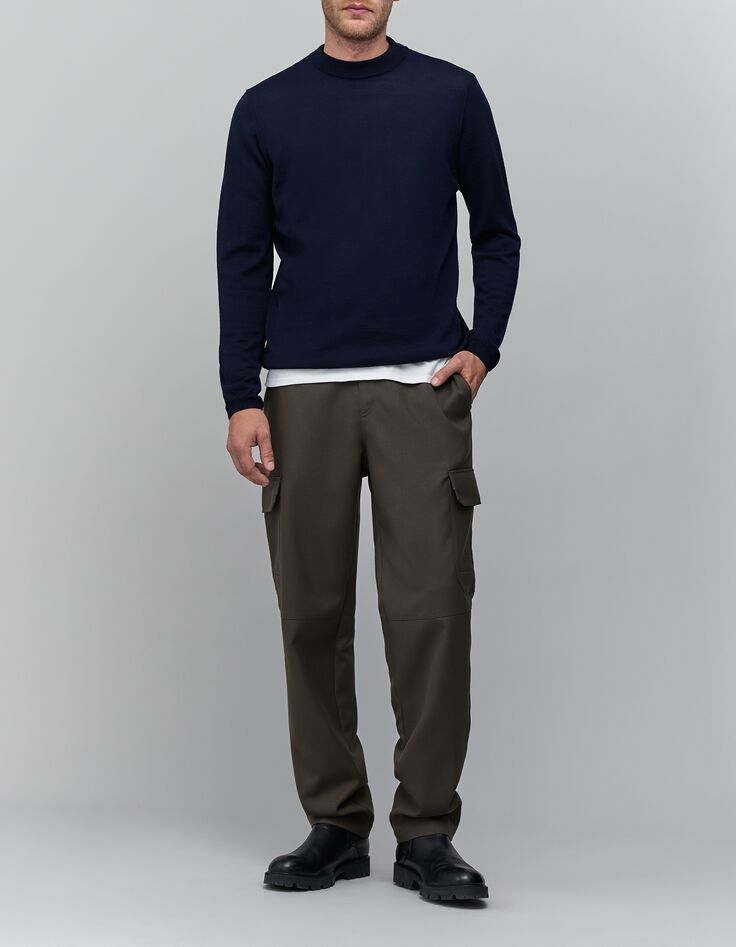 Jersey de cuello alto azul marino para hombre-2