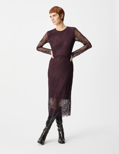 Maxi-jurk met bordeauxrode kant voor dames - IKKS