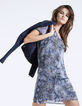 Robe droite manches courtes voile imprimé python -1