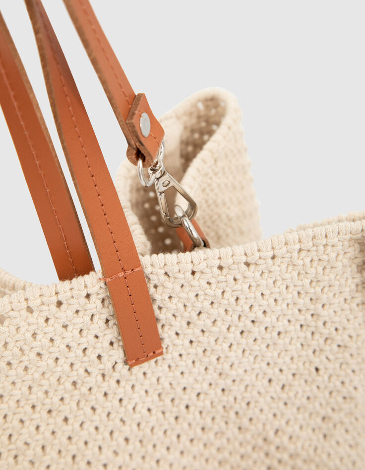 The Skipper Cargo-draagtas van ecru en camel dames-4