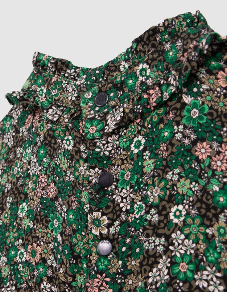 Khaki blouse LENZING™ ECOVERO™ bloemenprint meisje-5