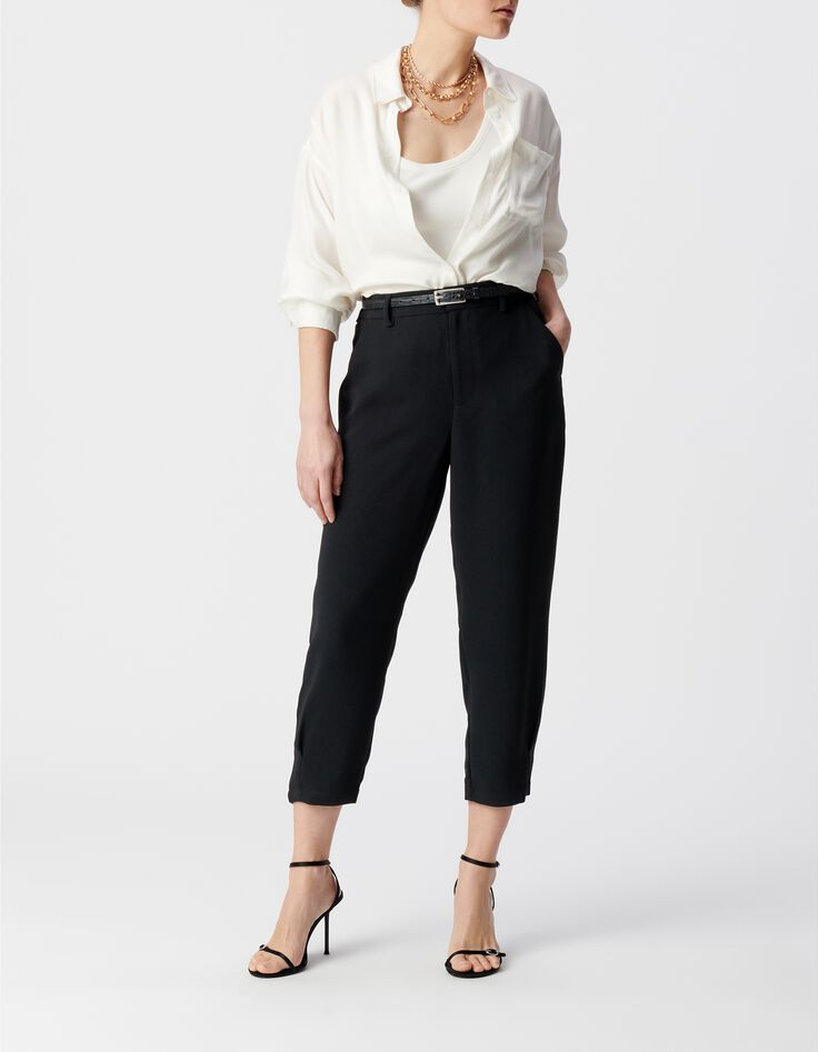Pantalon noir droit Femme-1