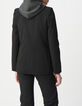 Women's black parement hooded jacket-4
