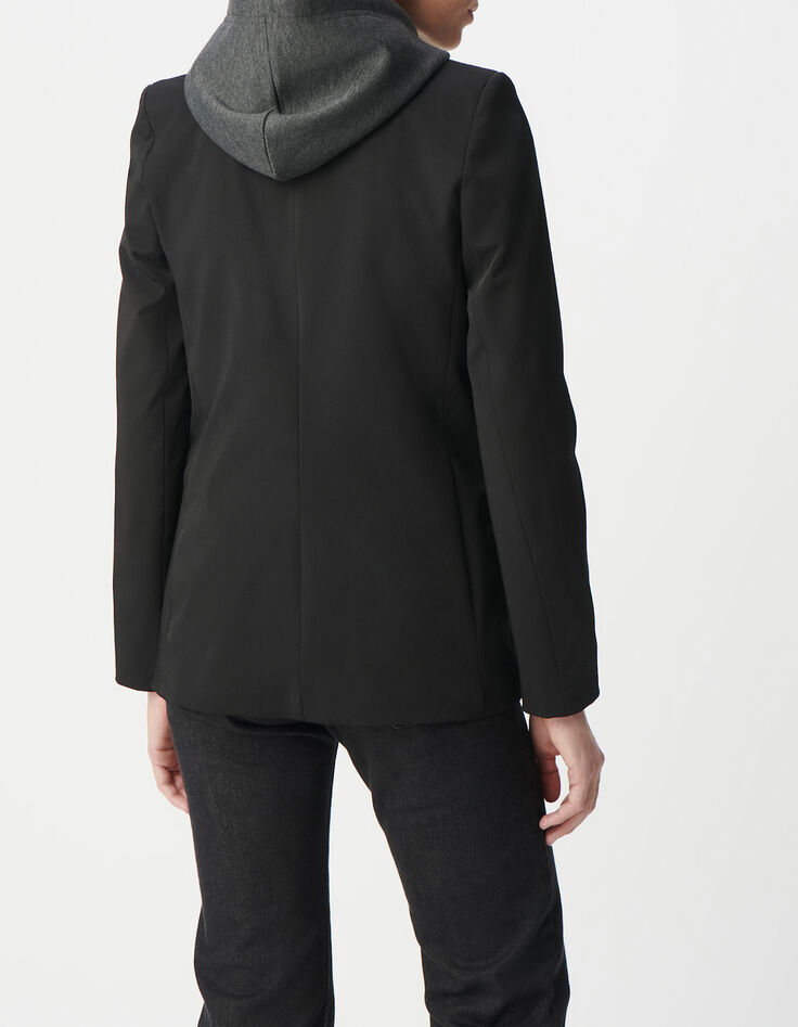 Women's black parement hooded jacket-4