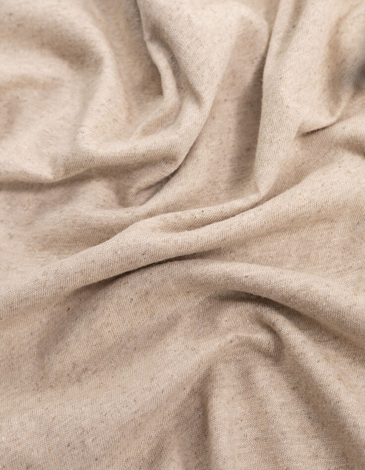 Men’s beige marl cotton and linen T-shirt-6