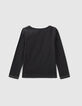 Zwart T-shirt Essentials met IKKS geborduurd voor meisjes-3