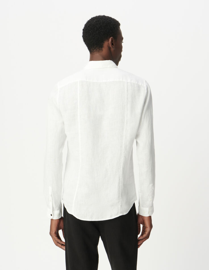 Chemise SLIM blanche 100% lin Homme-3