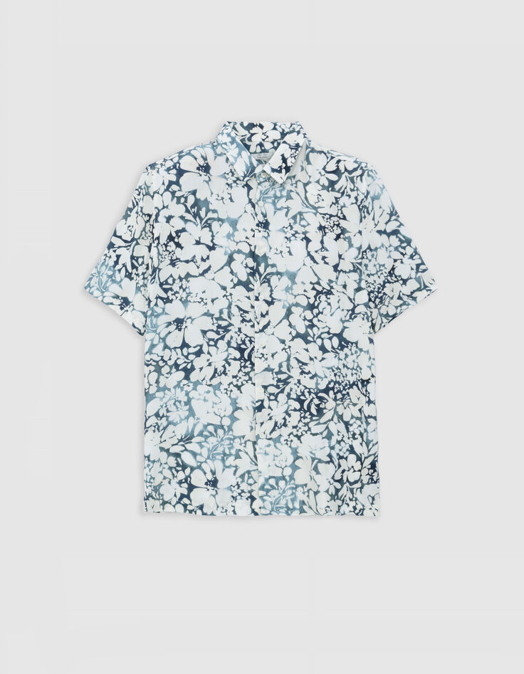 Inktblauw REGULAR overhemd LENZING&trade; ECOVERO&trade; bloemen Heren-6