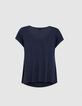 Tee-shirt marine fronces &eacute;paule et c&ocirc;t&eacute; Femme-7