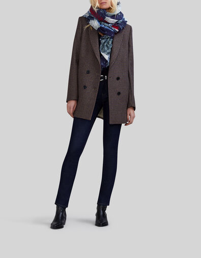 Women&rsquo;s sesame coat with houndstooth colours - IKKS