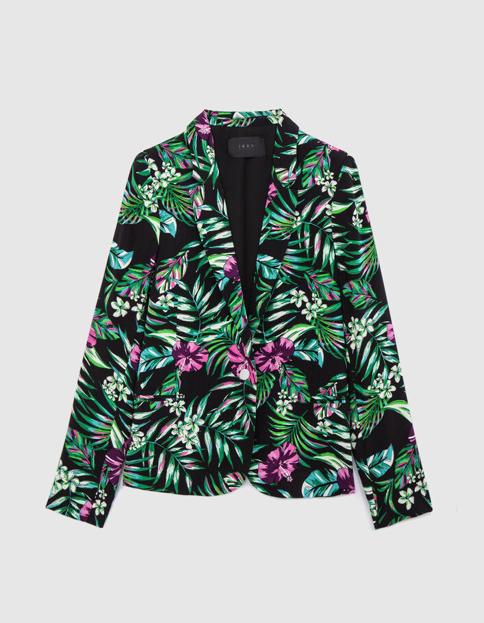 Zwarte blazer LENZING™ ECOVERO™ tropical print Dames - IKKS