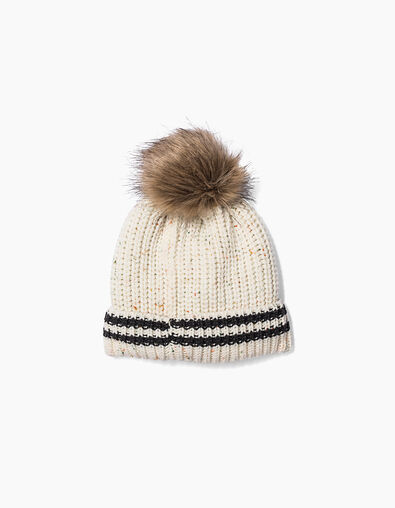 Bonnet fourré doupionné à pompon  garçon - IKKS