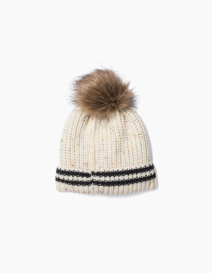 Bonnet fourré doupionné à pompon  garçon-1