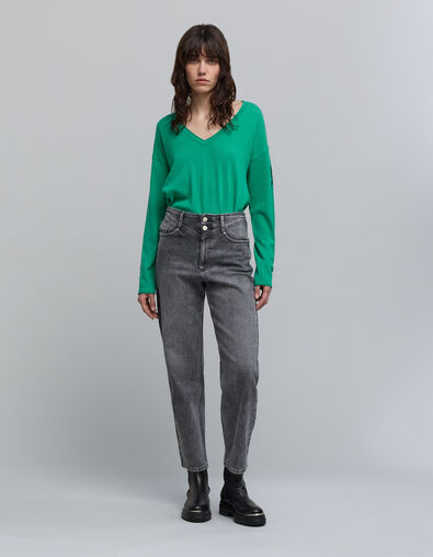 Jersey de punto verde 100% cachemira para mujer - IKKS