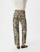 Jean droit marron &agrave; motif l&eacute;opard Anders Femme-4