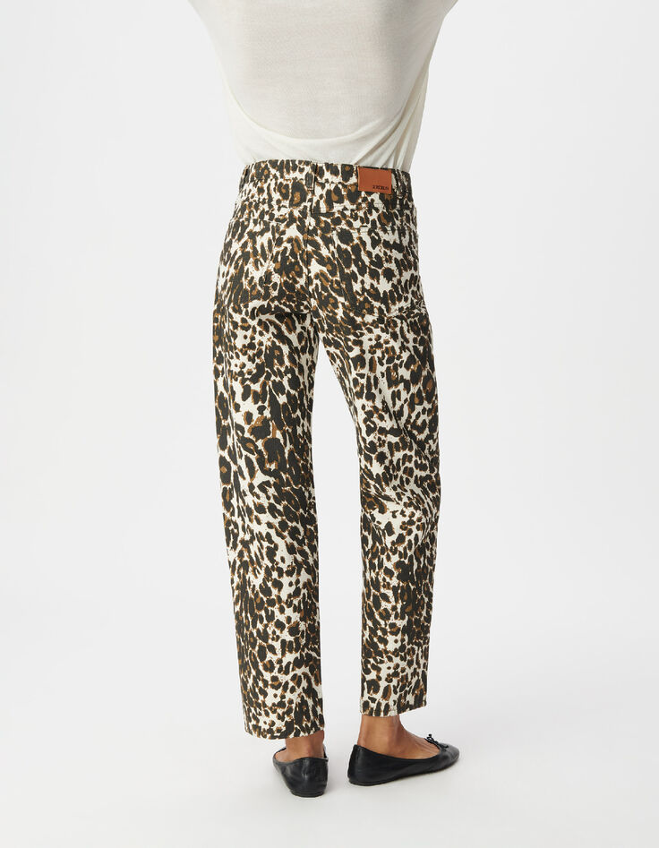 Jean droit marron &agrave; motif l&eacute;opard Anders Femme-4