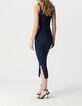 Women's navy side cut-out knit tube dress-2