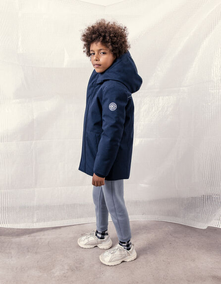 Boys’ dark navy parka with quilted lining