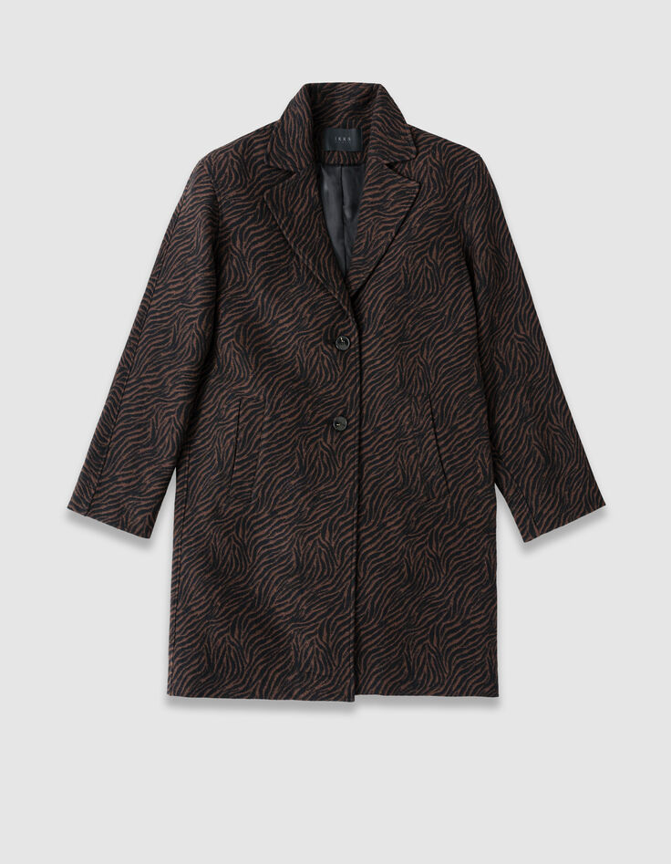 Manteau oversize marron motif zèbre Femme-6