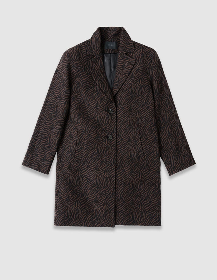 Manteau oversize marron motif zèbre Femme-6 Manteau oversize marron motif zèbre Femme-6