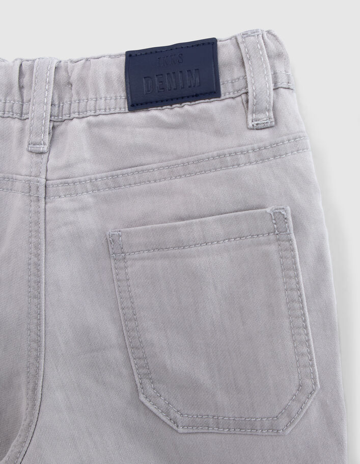 Boys’ grey denim Bermuda shorts with elasticated waist - IKKS