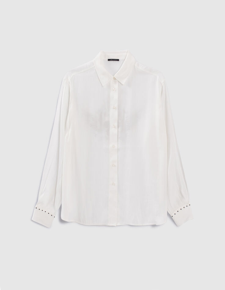 Chemise écrue fluide tête de mort cloutée dos Femme-4