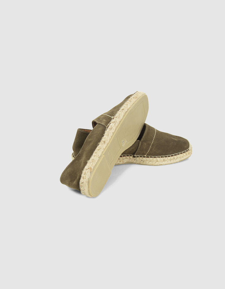 Espadrilles kaki en cuir velours Homme-5