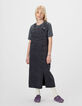 Robe-salopette midi en jean gris fendue fille-1