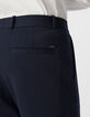 Men&rsquo;s navy Milano knit STRAIGHT suit trousers-4