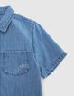 Blaues Jungenjeanshemd mit Print-4