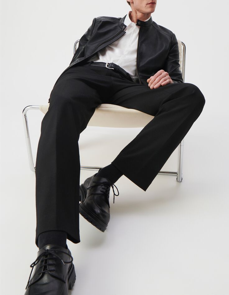 Men&rsquo;s black Milano knit STRAIGHT suit trousers-5