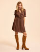 Robe camel imprim&eacute; fleurs noires I.Code-3