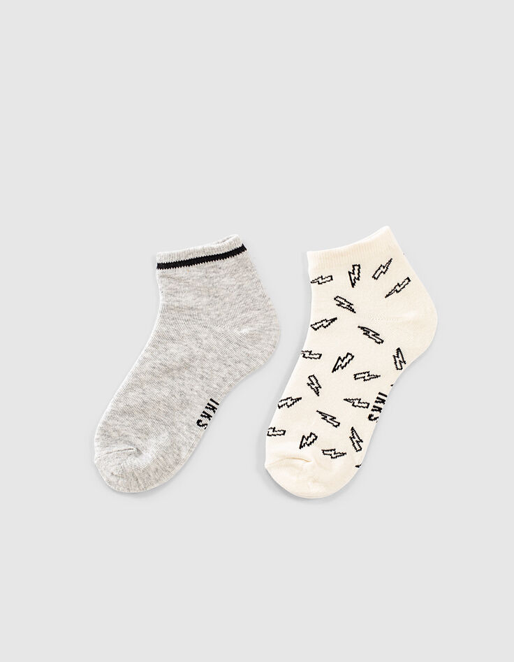 Calcetines marfil y gris motivos rock niño-3