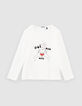 T-shirt écru cœur avec les doigts mini me fille-1