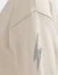 Women’s ecru pure cashmere knit V-neck sweater-7