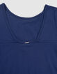 T-shirt bleu décolleté dos fille-6
