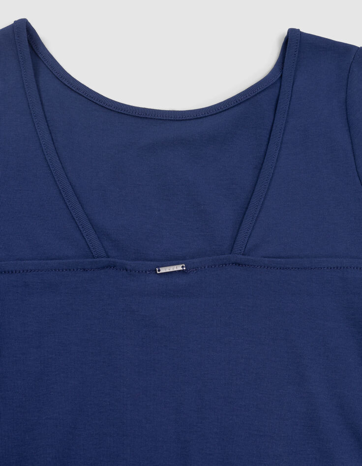 T-shirt bleu décolleté dos fille-6
