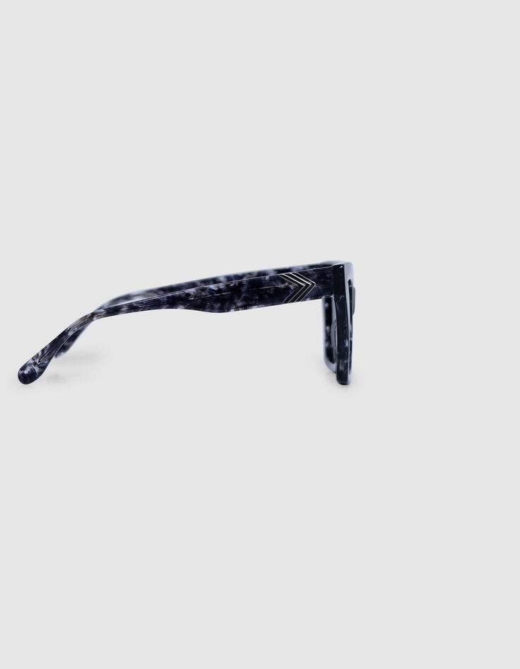 Schwarze Sonnenbrille Billy graue Gläser-4