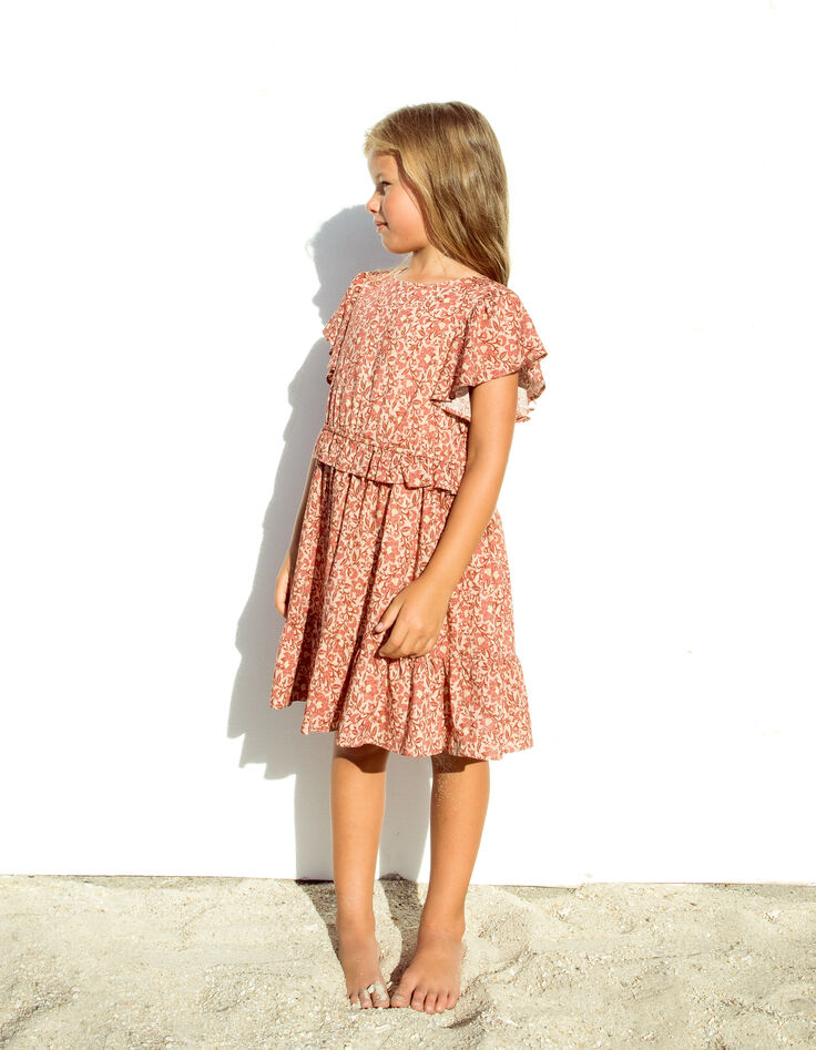 Rotes Mädchenkleid mit Blumenprint-4