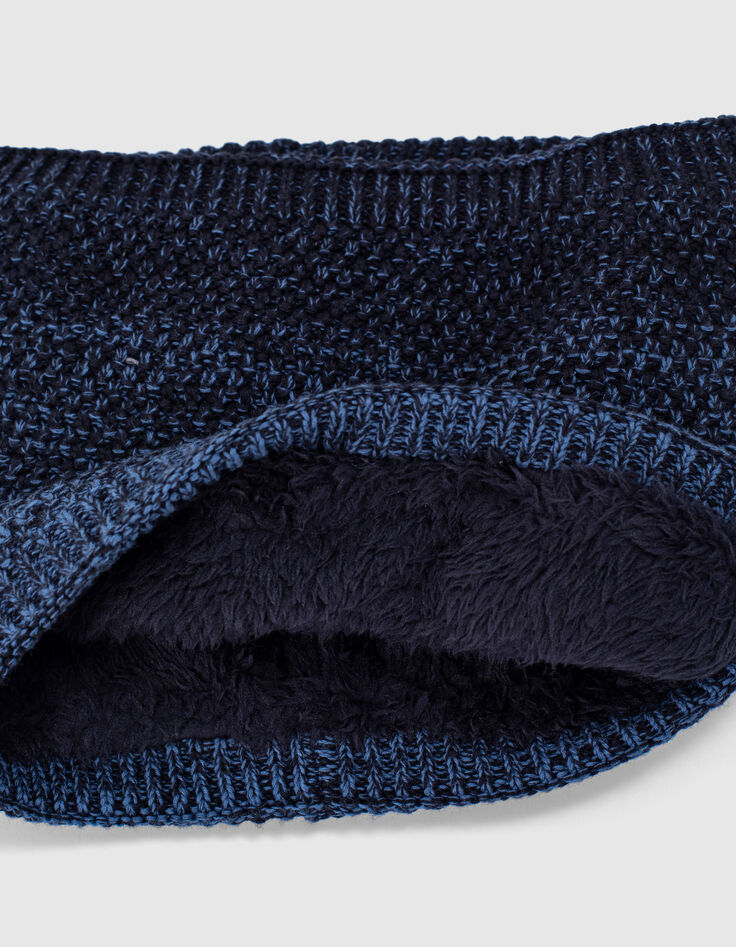 Snood bleu foncé et noir tricot deep dye garçon -4