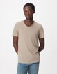 T-shirt encolure V beige coton bio flamm&eacute; Homme-2