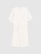 Women’s ecru baggy dress with lace panel and gathering-1